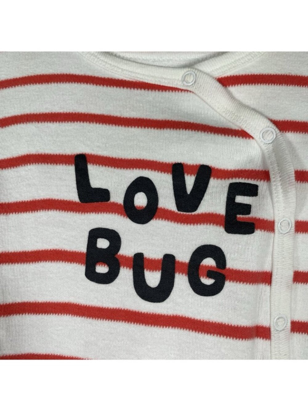 Pottery Barn Kids 100% Organic Cotton Baby Footie Pajama 3-6M Love Bug Striped - Picture 4 of 11